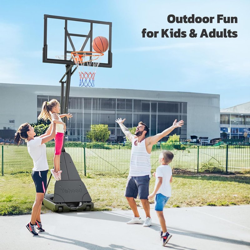 Portable Basketball Hoop System with Adjustable Height 5.25-10FT, Shatterproof Backboard