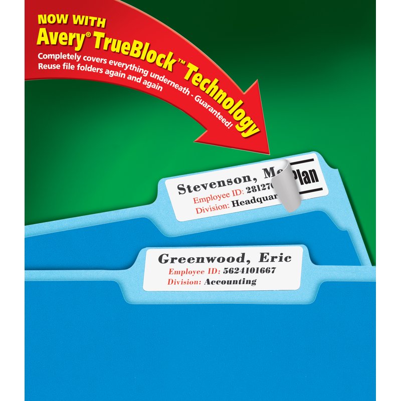 Self-Adhesive File Folder Labels 1/3 Cut White Laser Inkjet 150 Labels