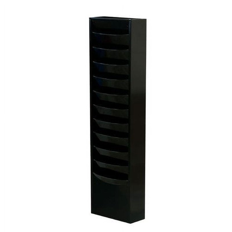 Wall-Mount Magazine Rack with 11 Compartments Steel Wall Shelf for Literature Storage