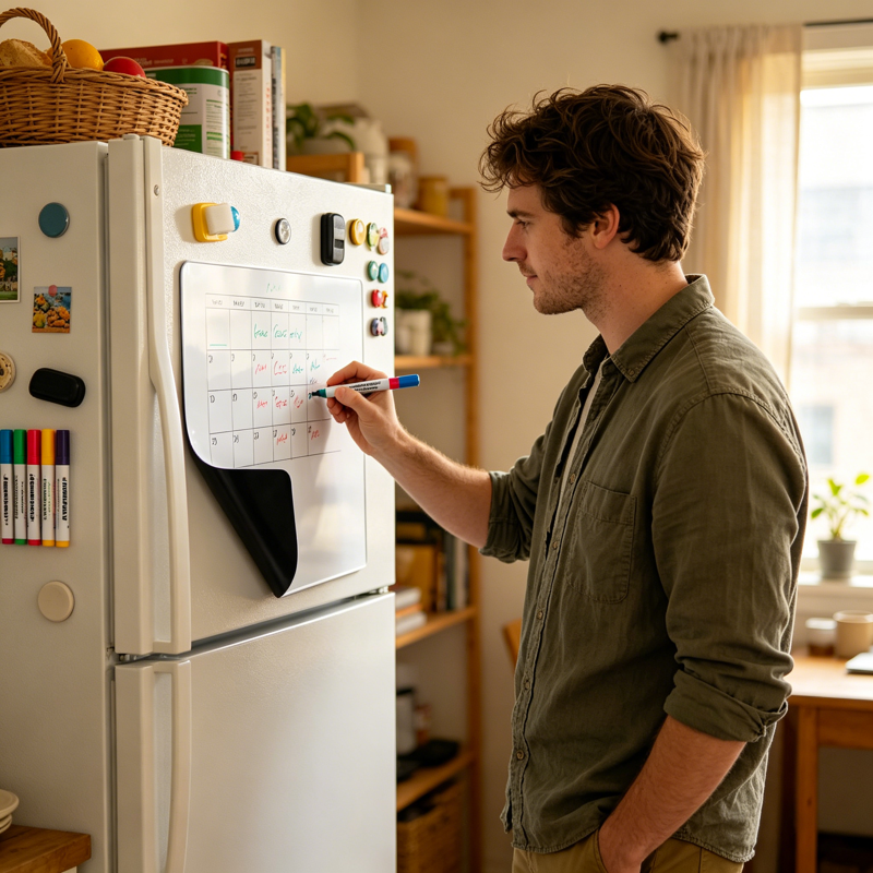 Magnetic Dry Erase Whiteboard Sheet for Refrigerator 12x8 Inch - Reusable Family & Kitchen Message Center