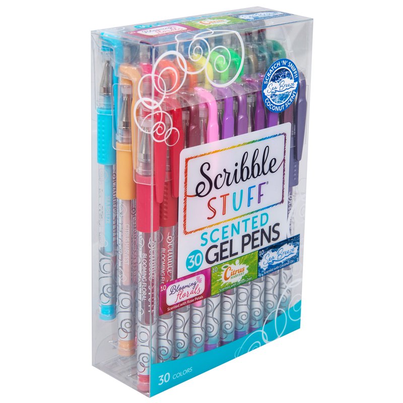 Scented Gel Pens Set - 30 Colors with Floral, Citrus & Sea Breeze Scents
