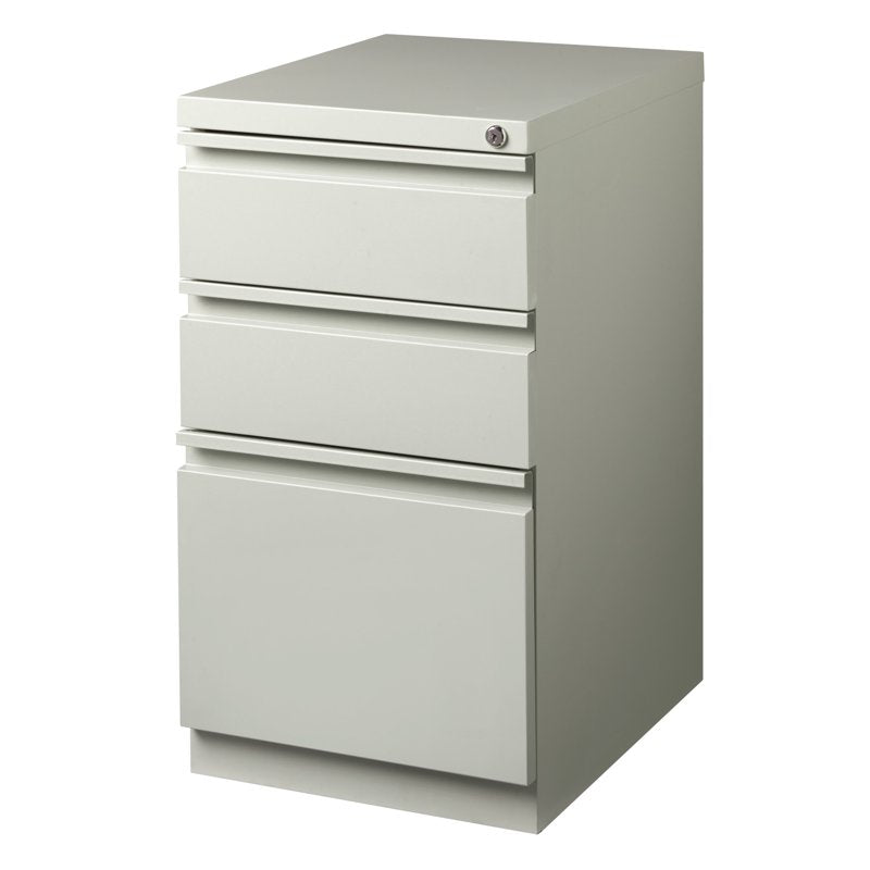 20-Inch Metal Mobile Pedestal File Cabinet with 3 Drawers - Light Gray