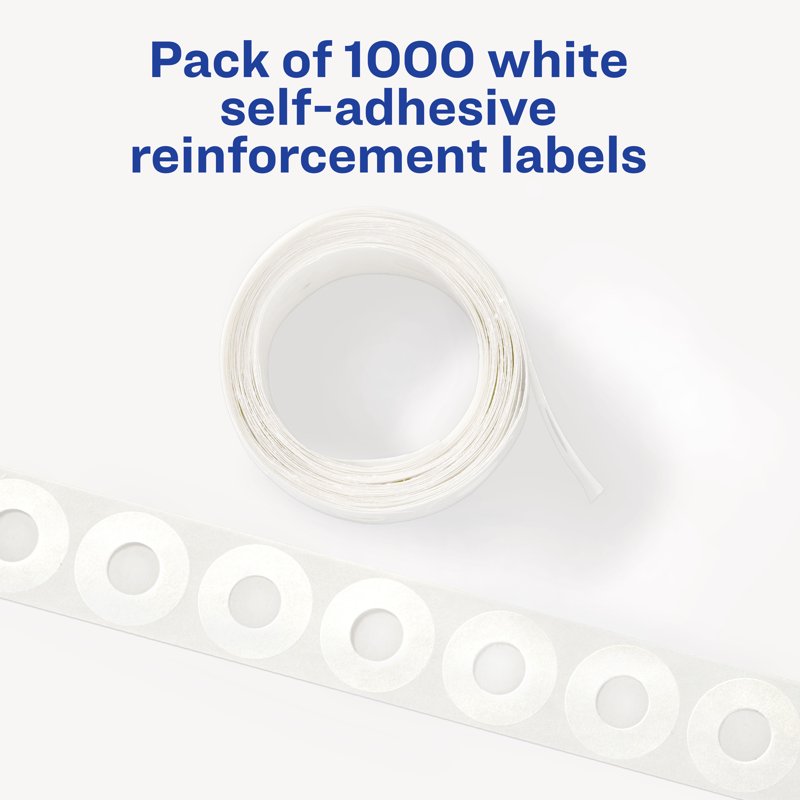 Self-Adhesive Paper Reinforcement Stickers 1/4 Inch, Pack of 1,000