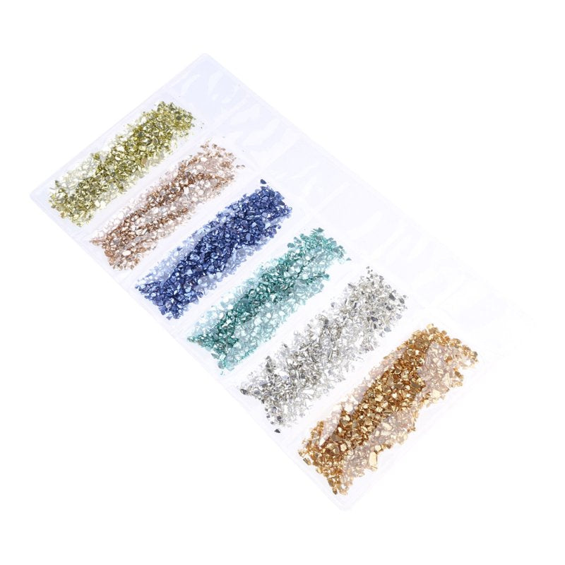 Glitter Irregular Glass Chips for Resin Crafts Jewelry Filling - 6 Colors