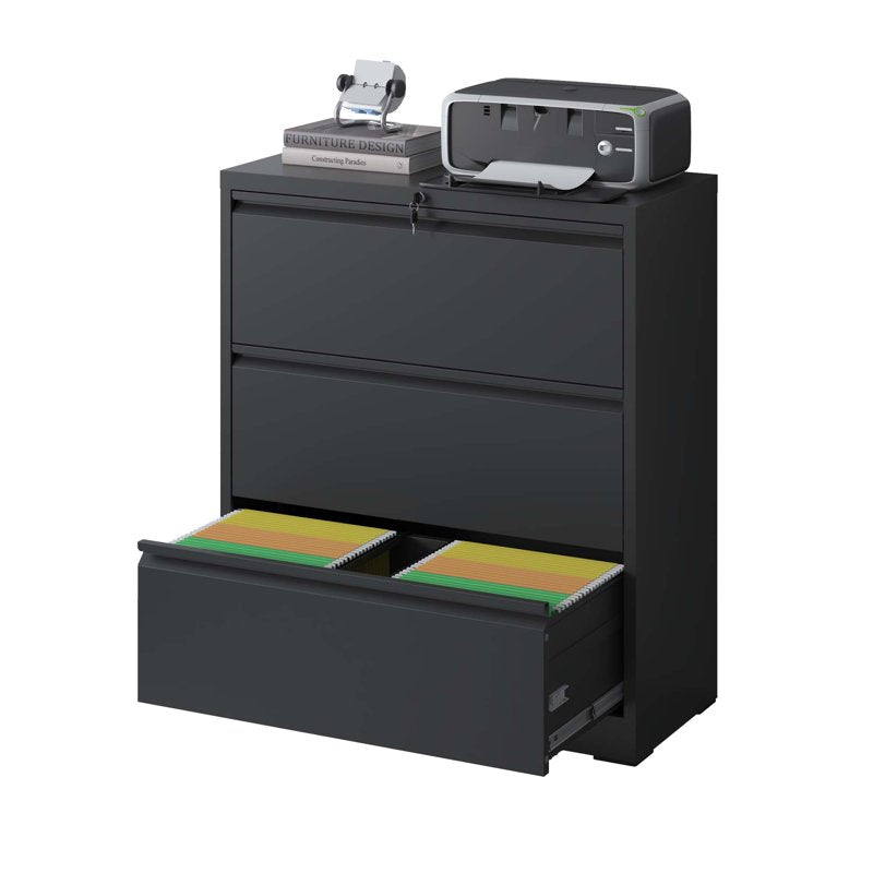 Heavy Duty 3-Drawer Lateral File Cabinet - Metal Locking Storage for Home Office