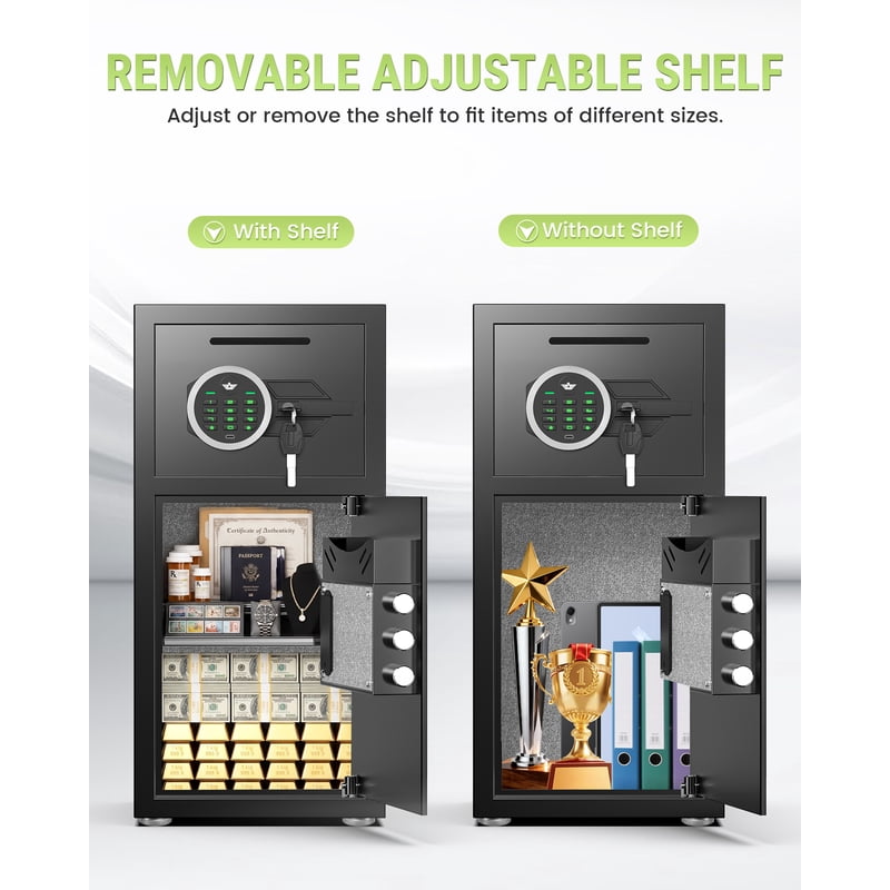 Heavy Duty Digital Safe Box with Dual Alarm System & Deposit Slot