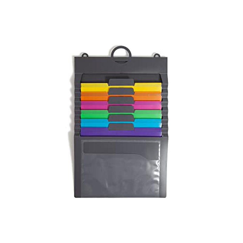 Wall Organizer with 6 Cascading Pockets - Letter Size, Gray