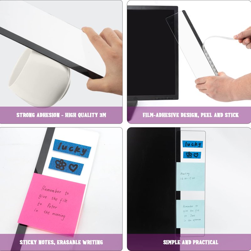 Monitor Memo Board Set 2-Pack Sticky Note Holders for Computer Screen Office Desk Organizer
