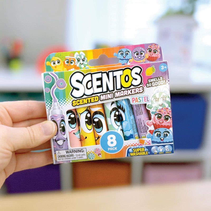 Scentos Fruit Scented Mini Markers for Kids - Washable & Kid Approved, 8 Pack or 16 Pack