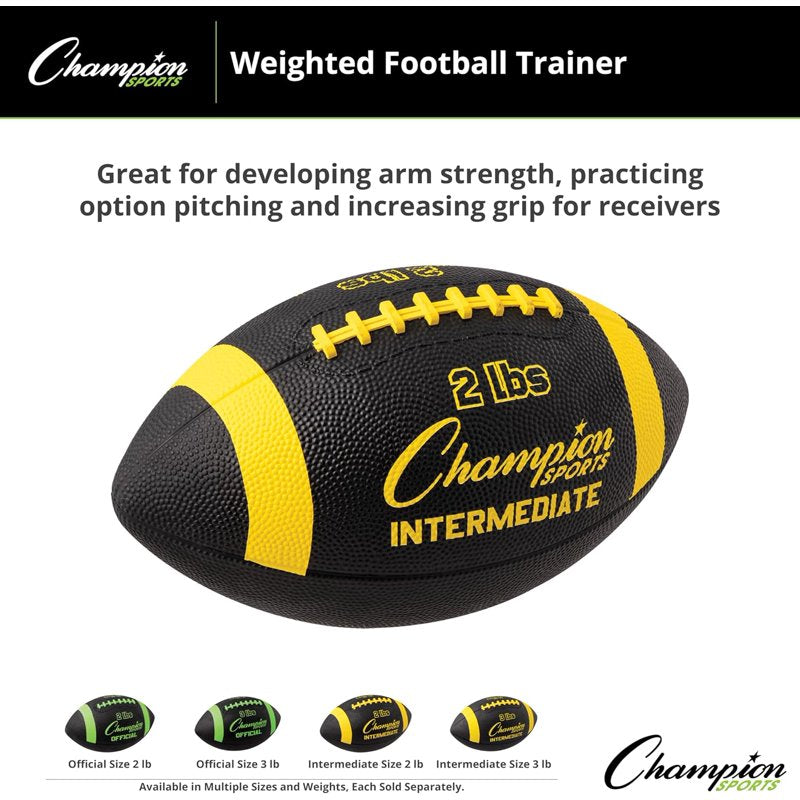 Weighted Football Training Ball 2lb for Strength & Passing Practice - Yellow & Black