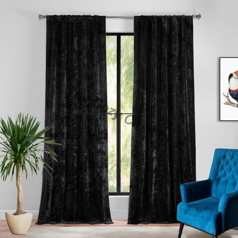 Luxurious Crushed Velvet Curtains for Living Room Blackout Window Drapes - Multiple Sizes