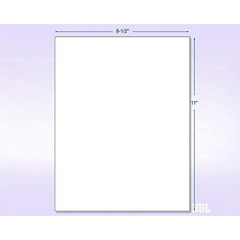 Full Sheet White Labels 8.5 x 11 Inch Printable Sticker Paper for Laser Inkjet - Pack of 50 Sheets