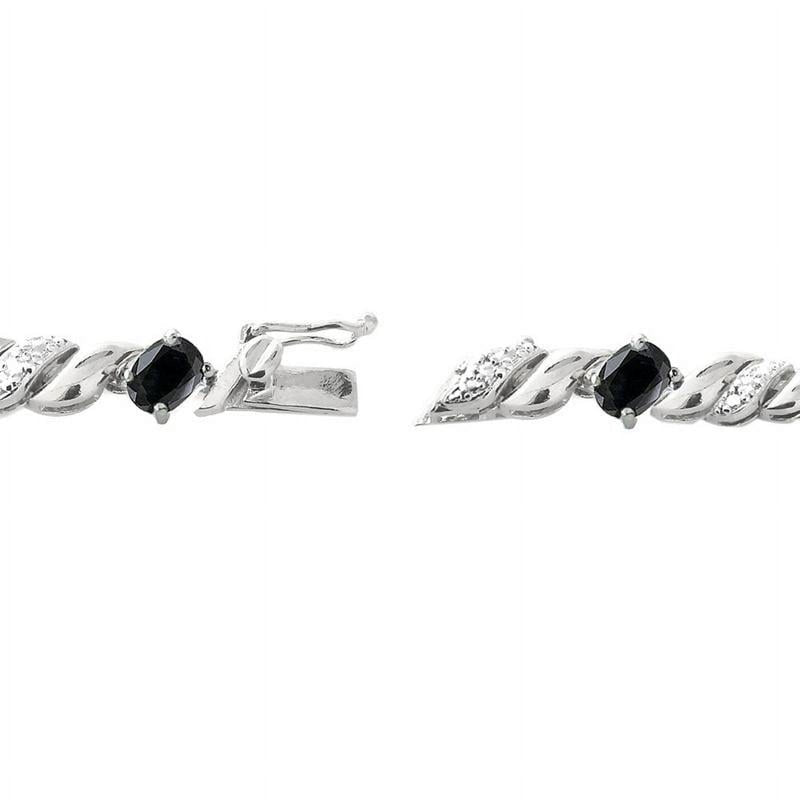 Silver Tone Sapphire & Diamond Accent Tennis Bracelet - Elegant Jewelry for Women and Teens