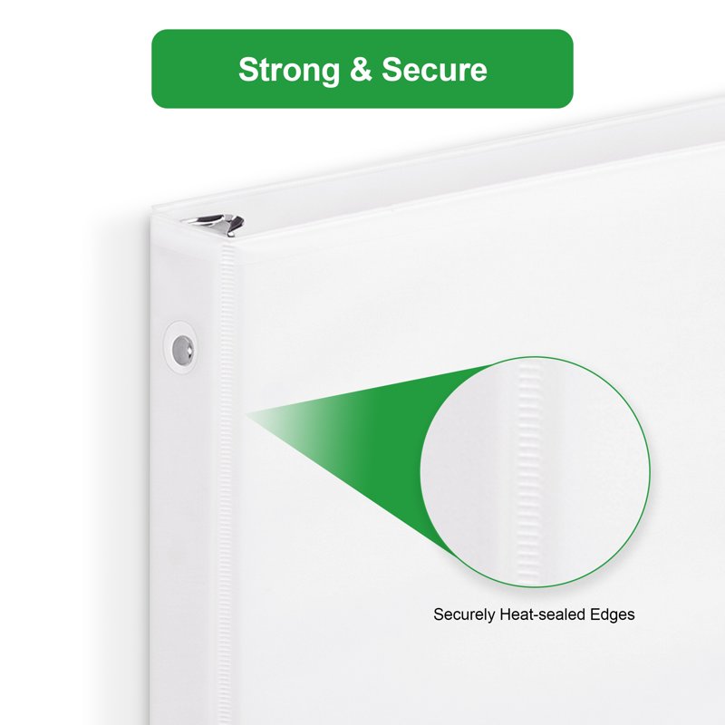 1/2 Inch Capacity Binder with 3 Rings - Water-Resistant, 100 Sheets, White, 12 Pack