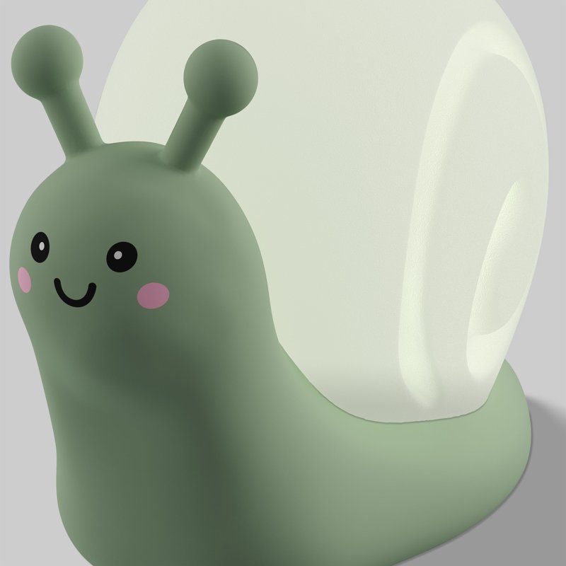 Kids LED Night Light - Rechargeable Squishy Snail Lamp with Dimmable Color Modes