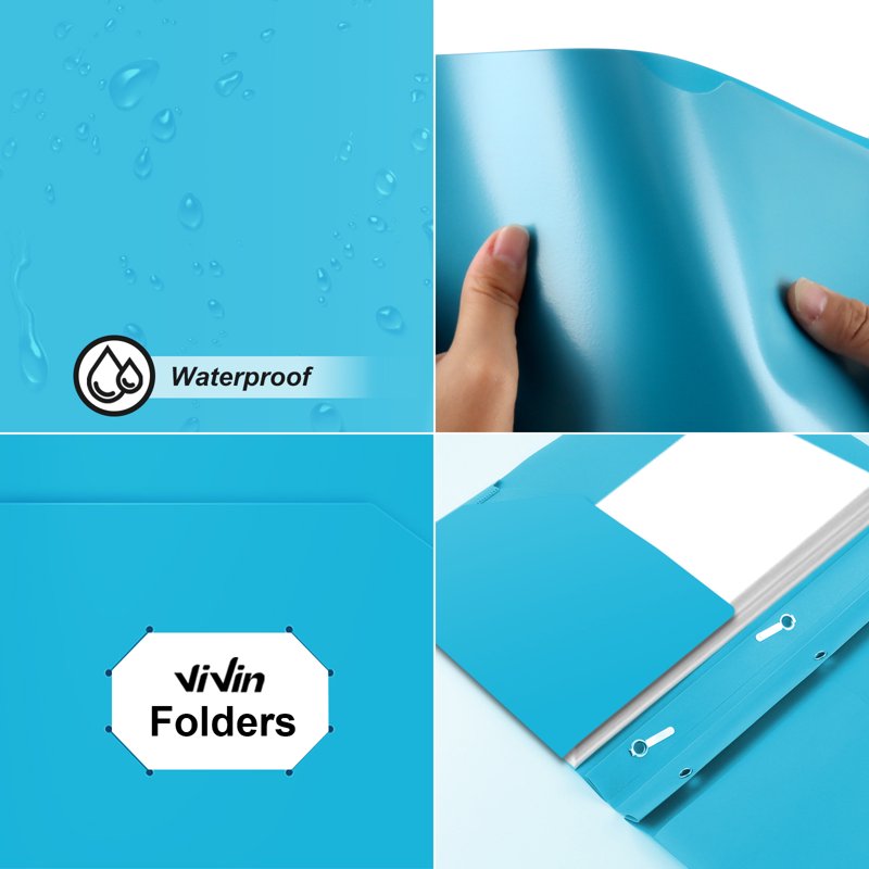 Heavy-Duty Plastic Folder with 3-Prongs and Front Pocket - 11.81x9.53 Inch
