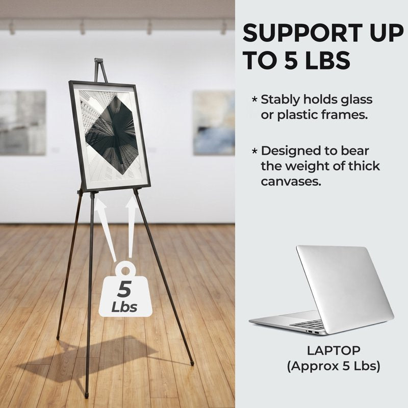 Folding Display Easel Stand – Adjustable 63 Inch Metal Tripod with Carry Bag for Artwork & Posters