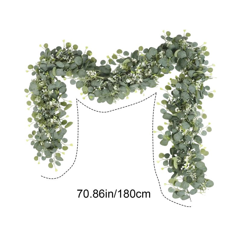 Artificial Green Garland for Wedding & Holiday Decor, 6FT Faux Leaf Vines