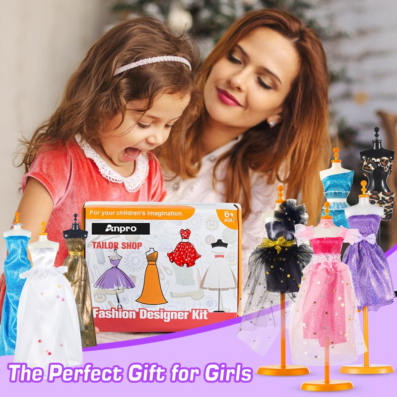 Kids Fashion Designer Craft Kit with Mannequins Sewing Supplies & Accessories