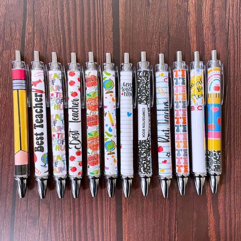 Cute Teacher Pens Set - Inspirational & Funny School Supplies, 12 Pack