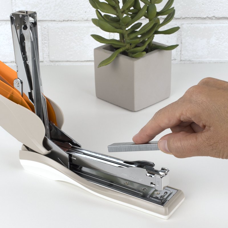 Reduced Effort Stapler for 25 Sheets - Full Size Office Stapler in Orange Gray