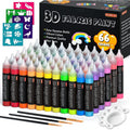 66 Colors Fabric Paint Set with Stencils & Brushes - Permanent Textile & DIY Art Supplies