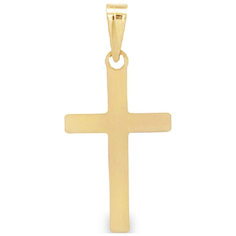 Unisex 14K Gold Tube Cross Pendant - Faith Jewelry with Gift Box