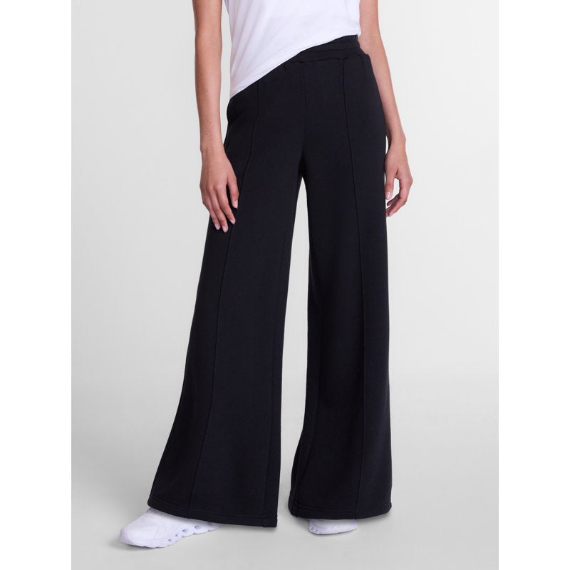 Women's Wide Leg Fleece Pants with Pintuck Details - Relaxed Fit, 30 Inch Inseam