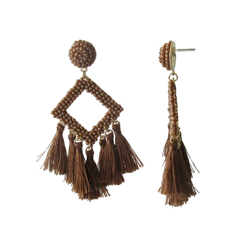 Boho Chic Tassel Earrings Set - Women's Hypoallergenic Hoop & Geometric Styles