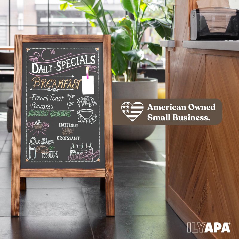 Outdoor Wooden Sandwich Board Sign with Chalk & Eraser - 40x20 Inches