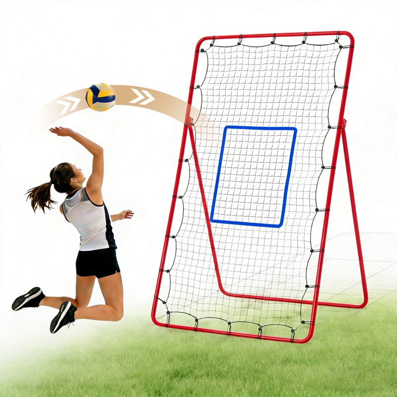Volleyball Rebounder Net with Adjustable Angle, Portable Practice Equipment for Indoor Outdoor Use