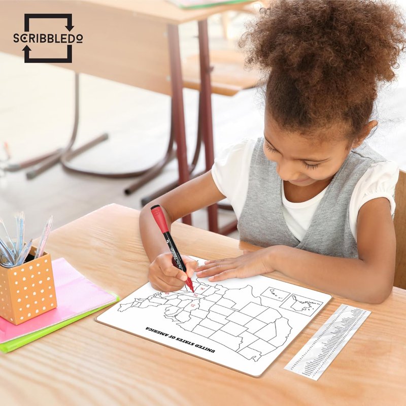 United States Map Whiteboard - 11x14 Classroom Dry Erase Board for Learning