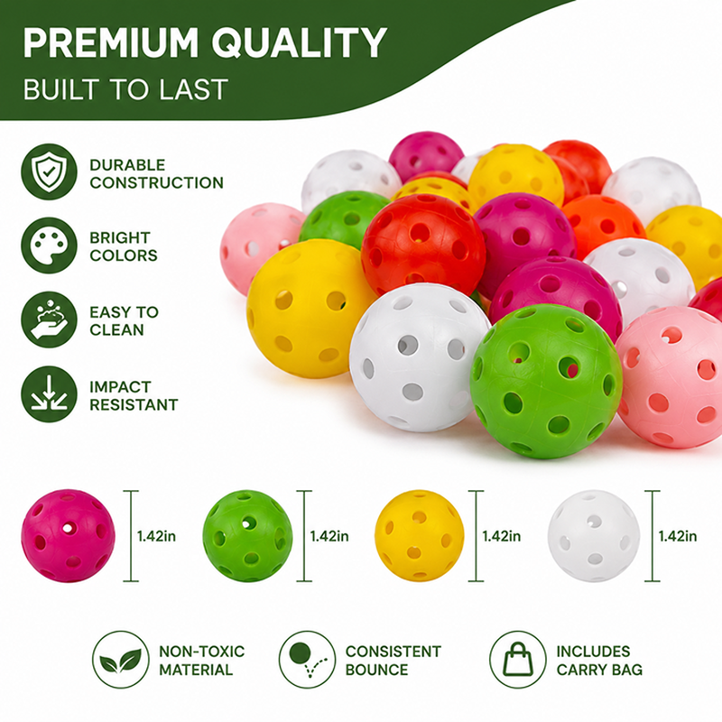 Practice Golf Balls 50 Pack - Durable 42mm Plastic Golf Training Balls for Backyard and Range