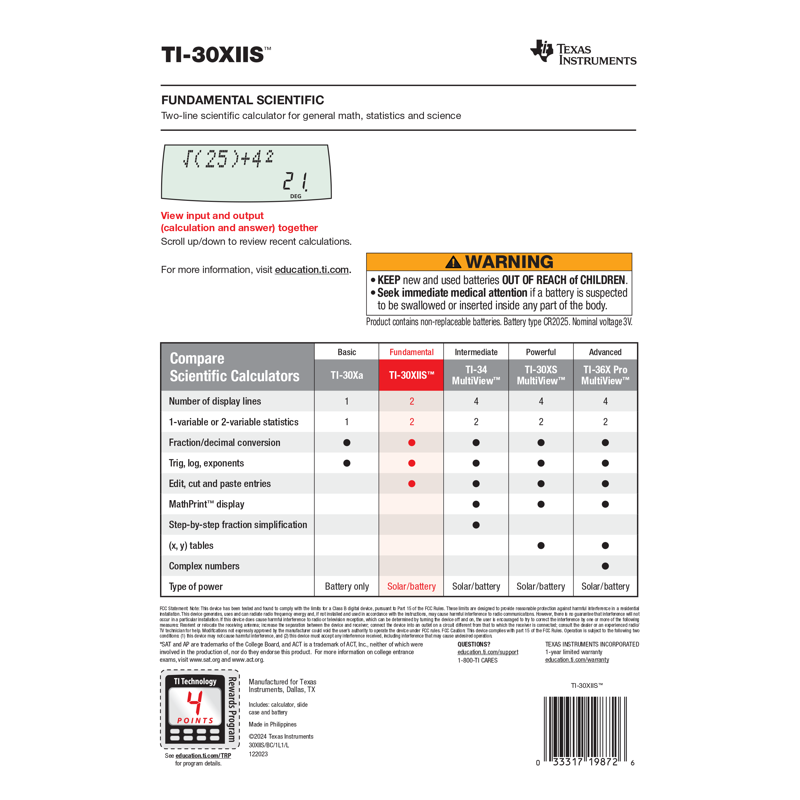 Scientific Calculator with Two-Line Display for Math and Science - High School & College