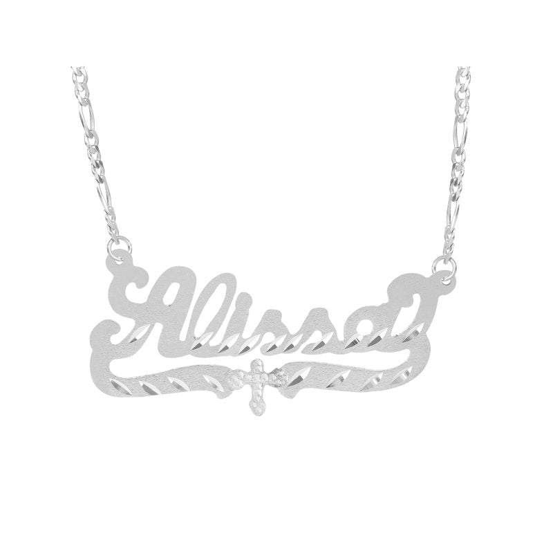Personalized Name Necklace with Beading and Rhodium Finish - Customizable Pendant