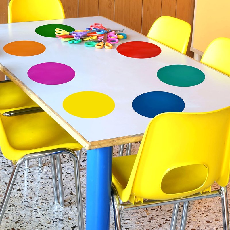 Colorful Dry Erase Dot Stickers - Reusable Vinyl Sticky Dots for Classroom & Office, 8-Pack, 11 inches