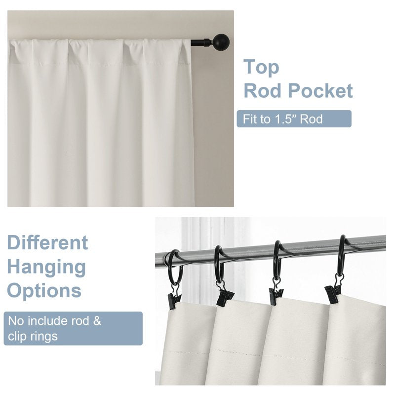Blackout Curtains 2 Panels - Light Blocking Thermal Insulated Privacy Drapes