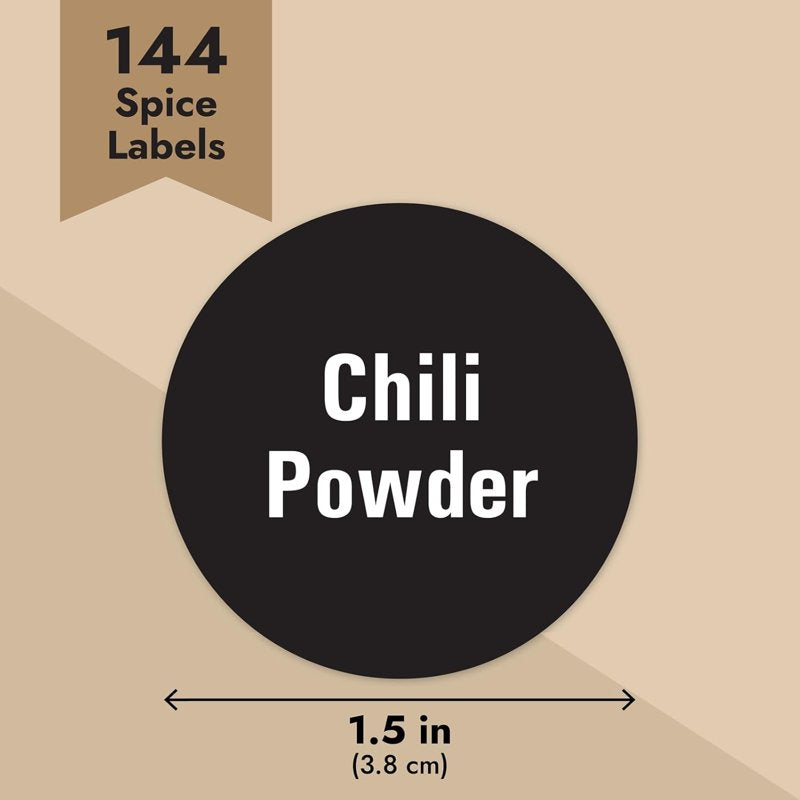 Waterproof Vinyl Spice Label Stickers - 144 Round Chalkboard Labels for Jars & Containers