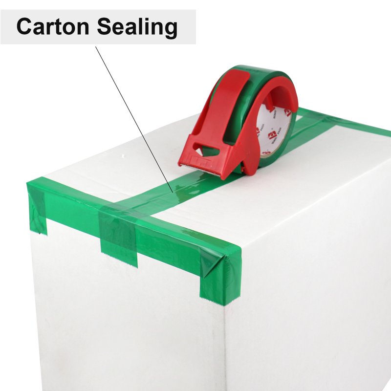 Green Packing Tape with Dispenser - Heavy Duty, 2 Refill Rolls, 1.88 Inch x 55 Yards