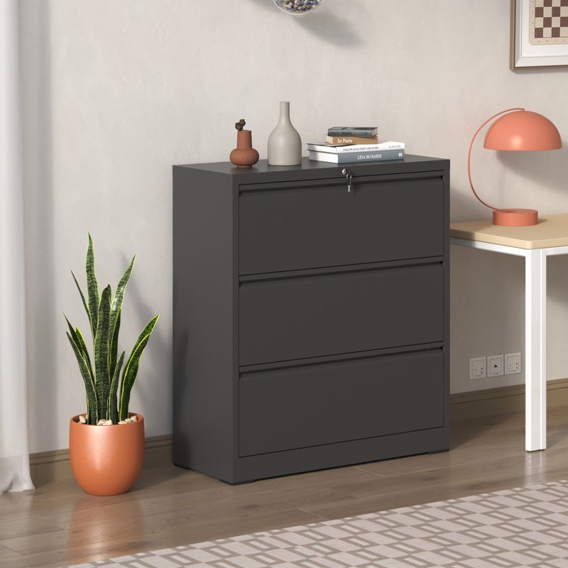 Heavy Duty 3-Drawer Lateral File Cabinet - Metal Locking Storage for Home Office