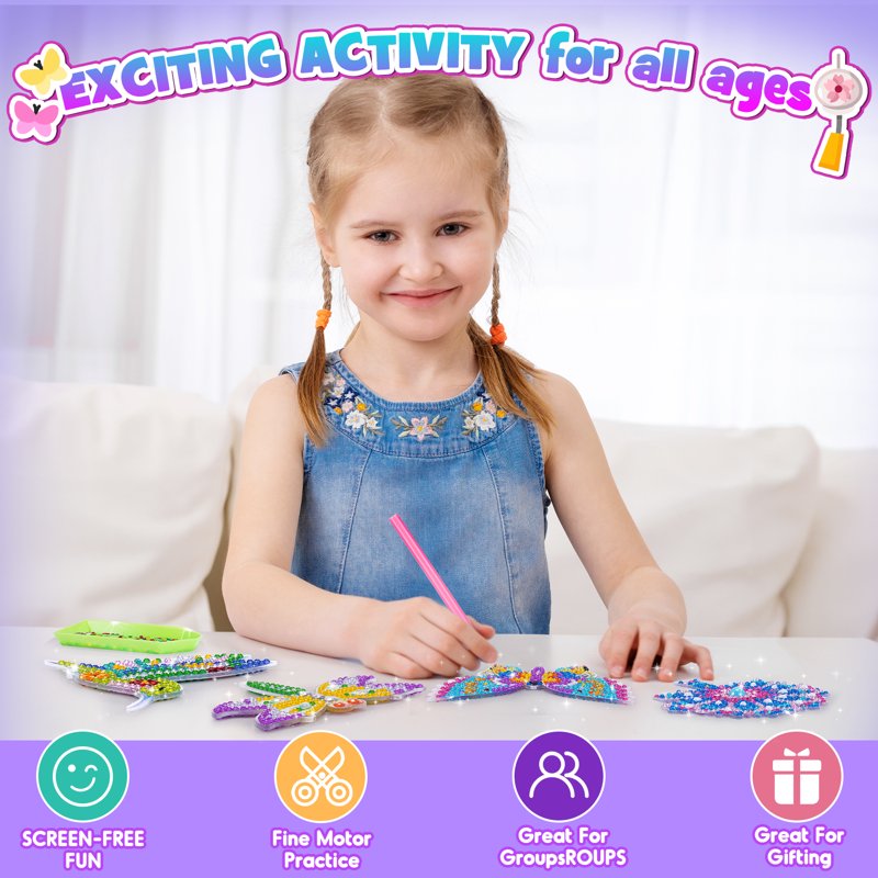 Diamond Art Craft Kit for Girls Ages 4-12 — Creative Jewelry & Wall Decor