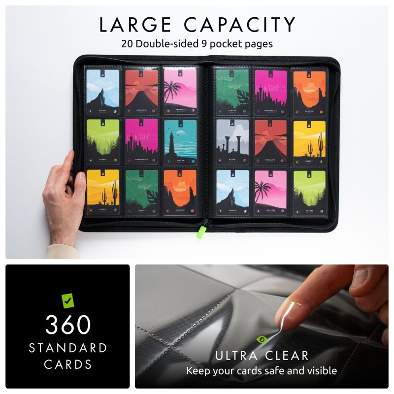 Vault X 9-Pocket Zip Binder for Trading Cards – Water-Resistant, Holds 360 Cards