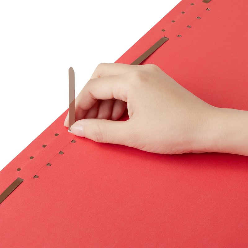 Legal Size Reinforced Tab Fastener Folders - Red, 50 Pack