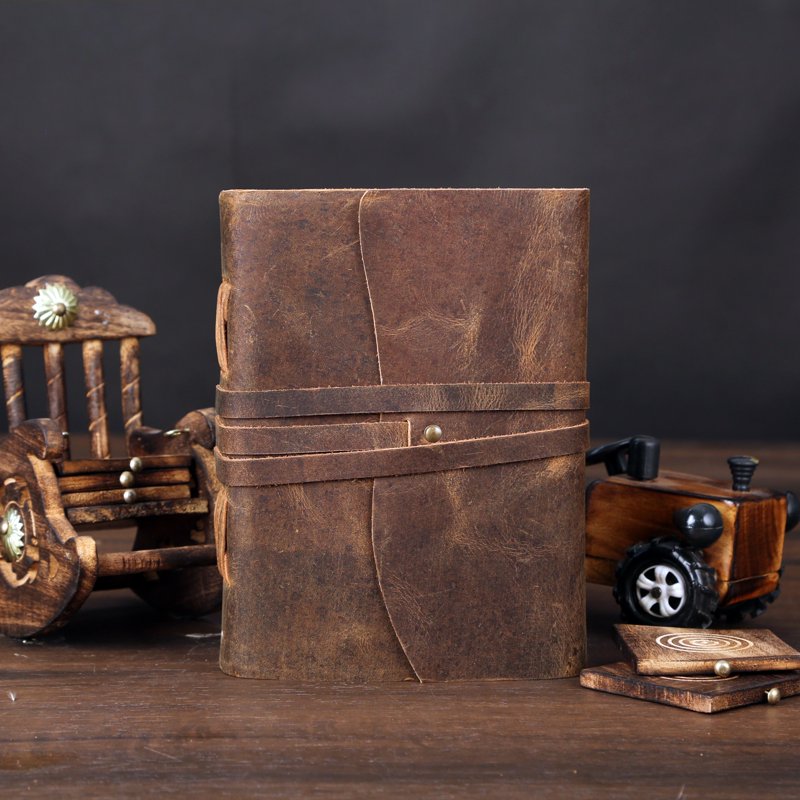 Leather Journal Notebook - Handmade Unlined Writing Pad 8x6 Inches for Artists & Travelers