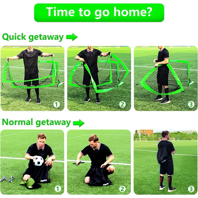 Ksports 4ft Green Soccer Goals Bundle with Size 4 Ball, Pump, Cones & Bag - Variation: 4ft Green