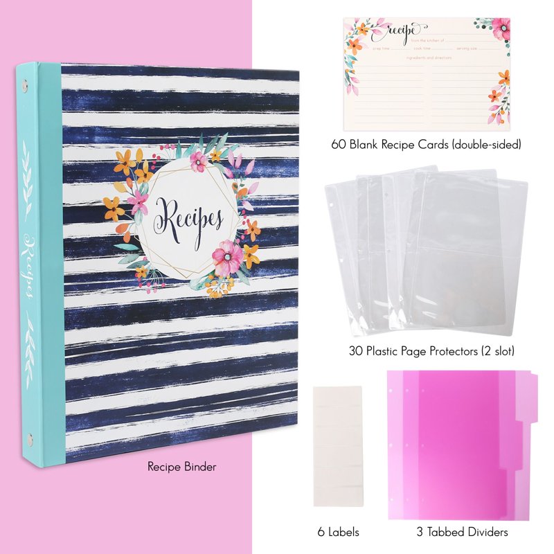Kitchen Recipe Binder Set with Recipe Cards & Dividers, 8.5 x 10 Inches