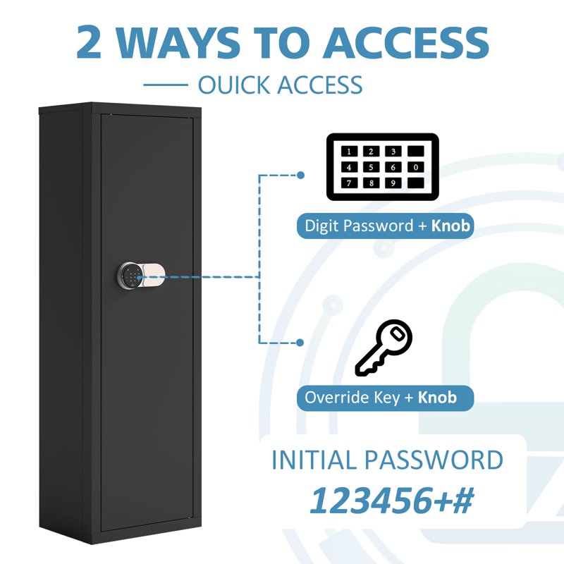 Large Gun Safe with Digital Keypad, Quick Access, Secure Rifle & Pistol Storage