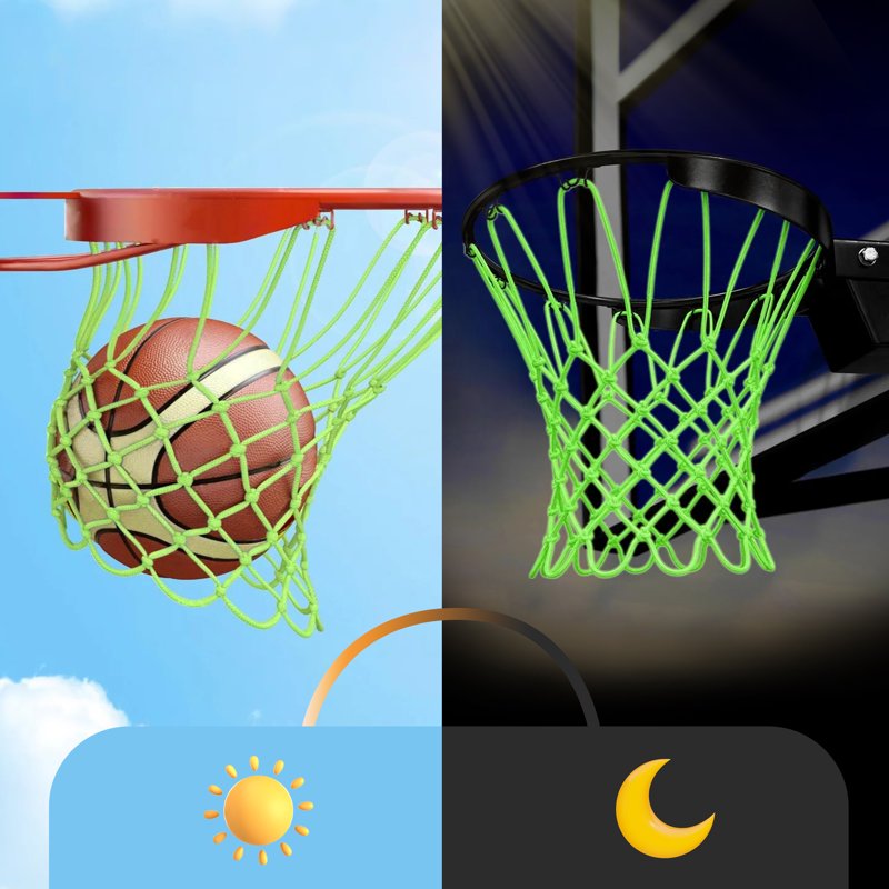 Glow in the Dark Basketball Net - Heavy Duty Outdoor Sports Net with 12 Loops