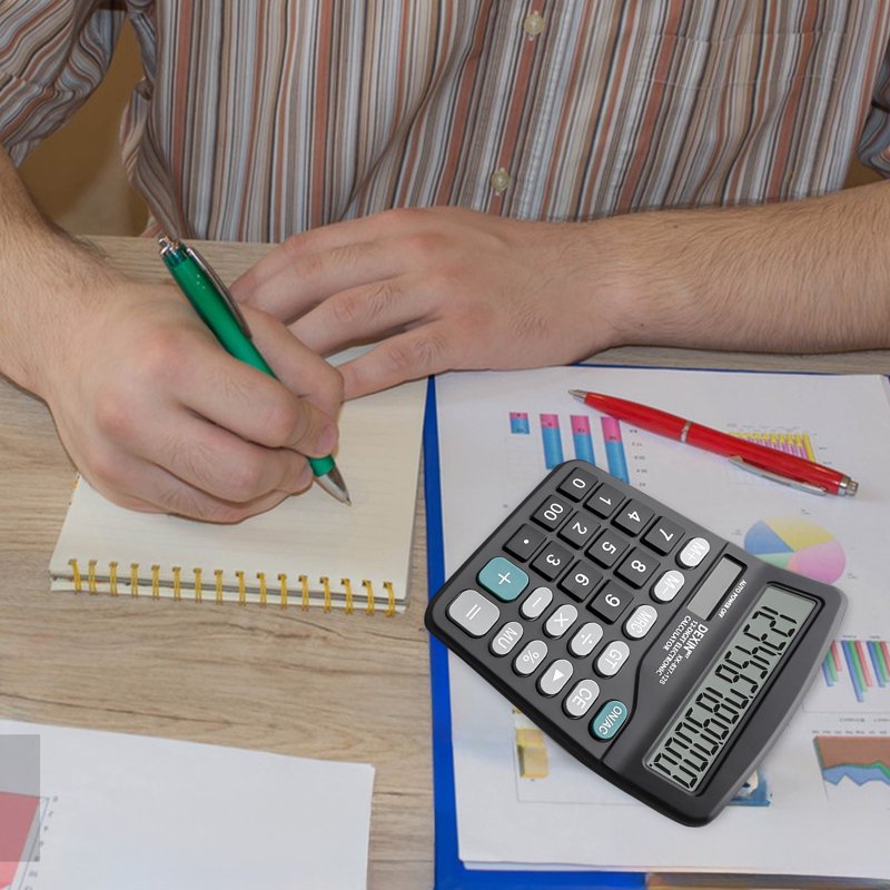 Office Desk Calculator with Large Buttons Dual Power Solar Battery