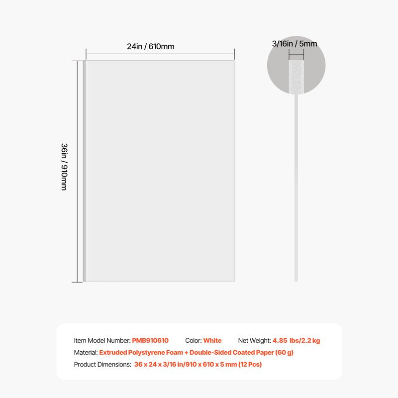 12-Pack White Foam Boards 24 x 36 Inches - Art, Crafts, Presentations